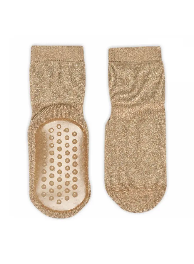 Celina glitter socks anti slip golden tan