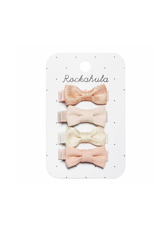 Linen mini bow clips