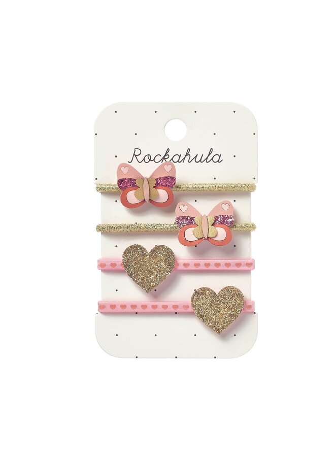 Patchwork heart elastic pony pack