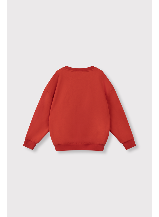 Knitted Label Sweater Bright red