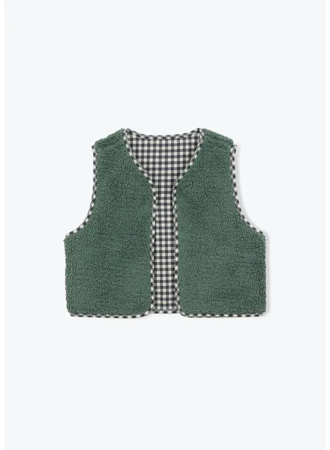 Gilet Reversible Vichy Sherpa Vert