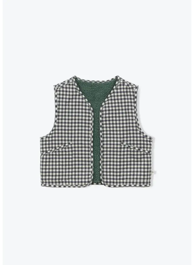 Gilet Reversible Vichy Sherpa Vert