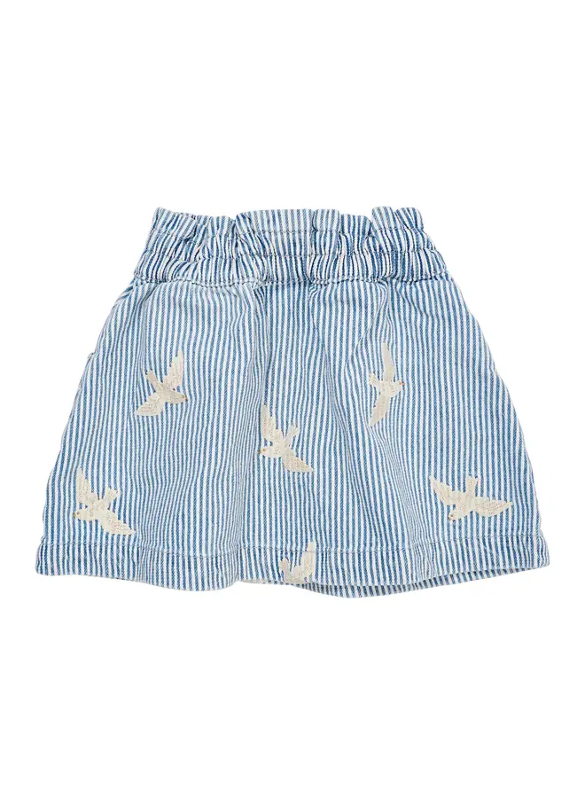 Twill Skirt w. Embroidery Blue Stripe
