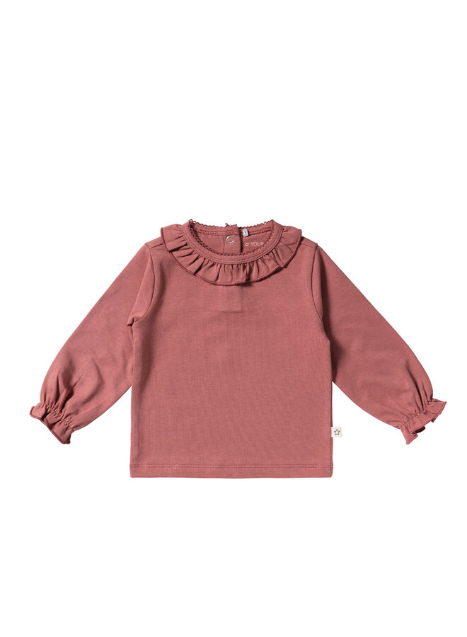Ruffle Longsleeve Solid Withered Rose