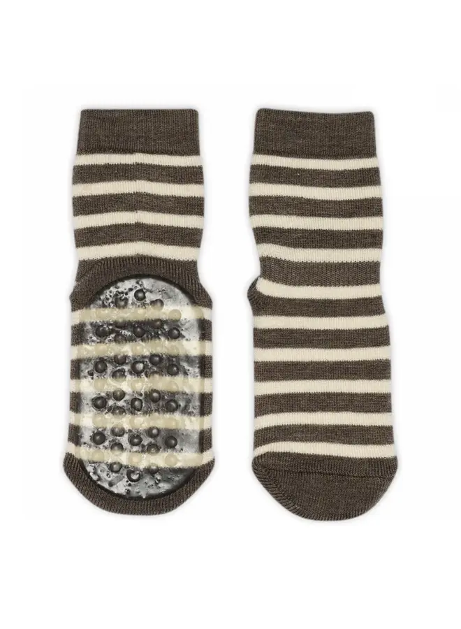 Elis Socks anti-slip Brown melange Wool