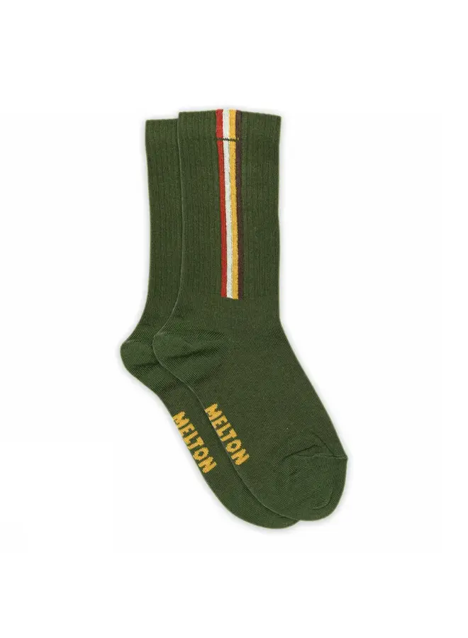 Vertical Stripes Socks Elm green