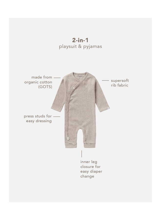 Playsuit rib nevis taupe melange