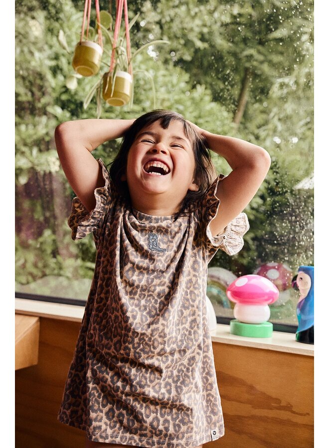 T-shirt dress allover print sandshell