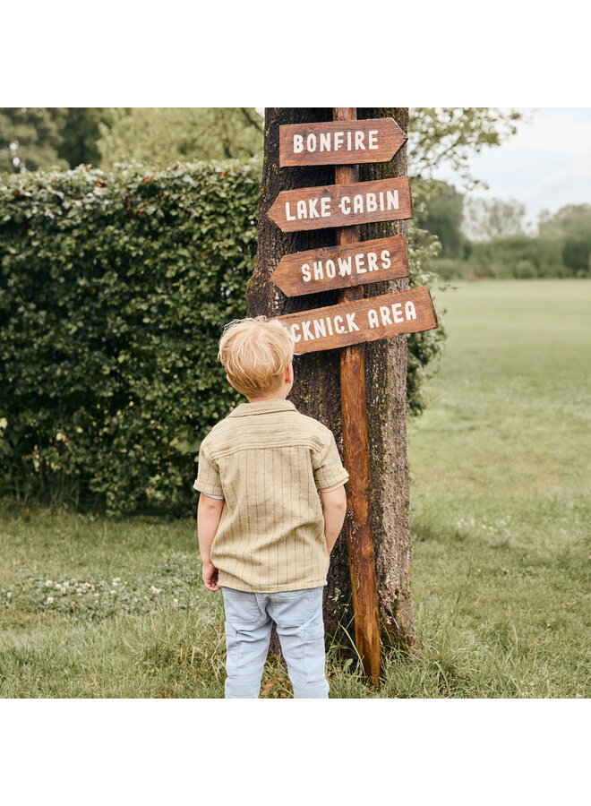 Shirt small stripe pale olive green SS26