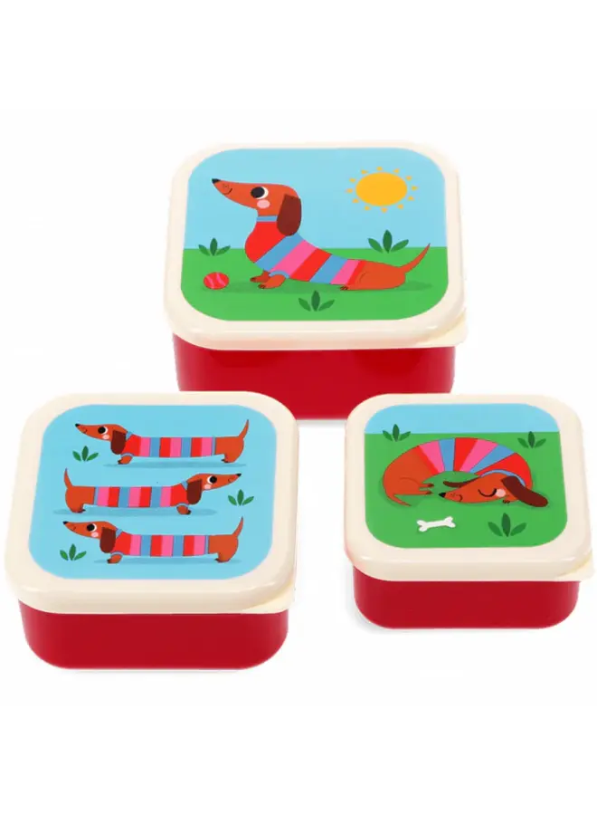 Sausage dog snackdoosjes 3x