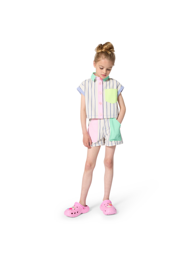 Overhemd Wit blauw multi U21858 SS26