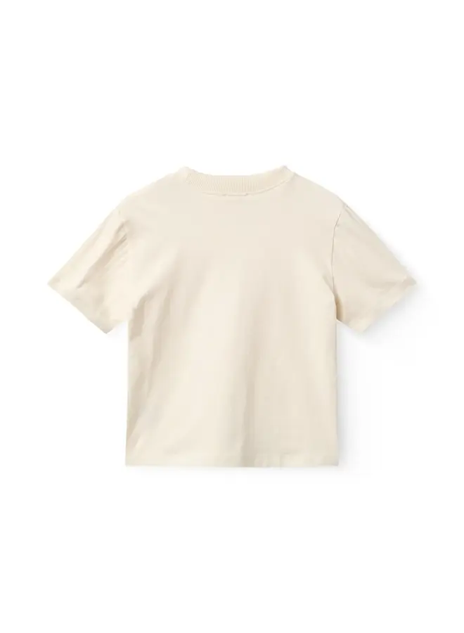 Girls Loose fit tee Heart embr. Cream comb. SS26