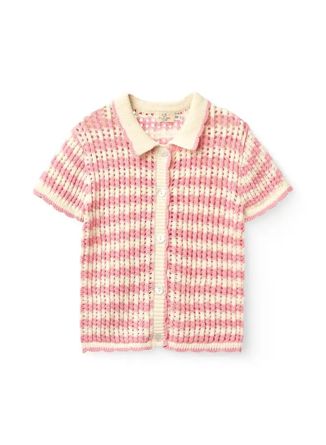 Crochet cardigan Pink/cream comb. SS26