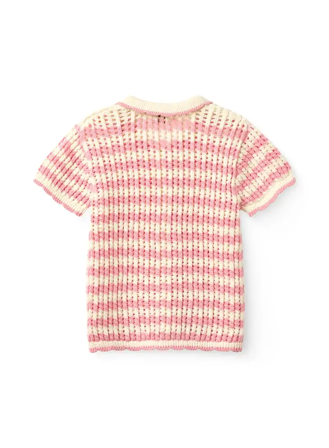 Crochet cardigan Pink/cream comb. SS26