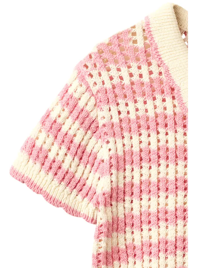 Crochet cardigan Pink/cream comb. SS26