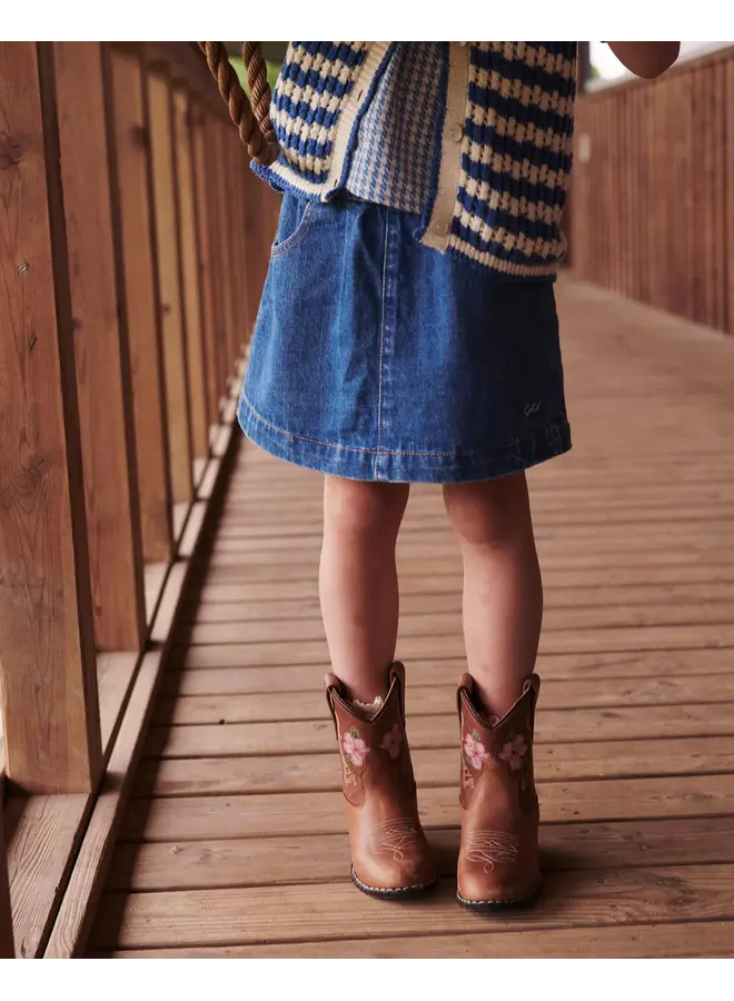 Organic Pocket skirt Indigo blue washed SS26