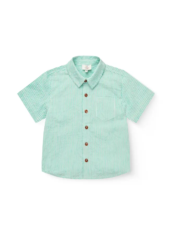Seersucker shirt Sharp green stripe SS26