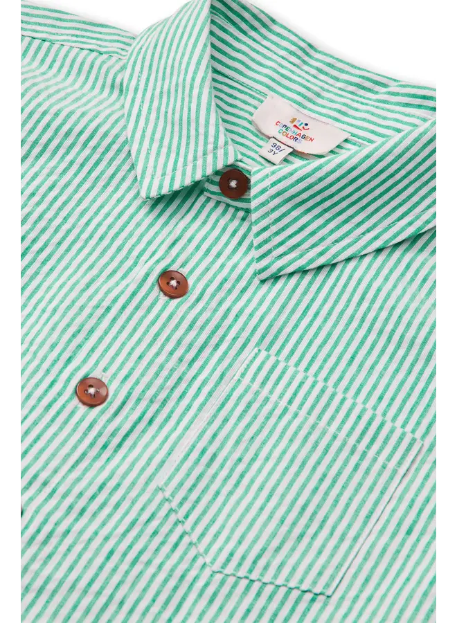 Seersucker shirt Sharp green stripe SS26