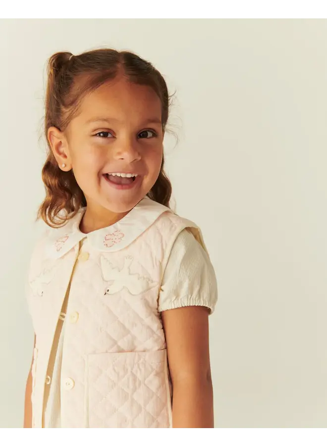 Quilted vest Dusty rose comb SS26