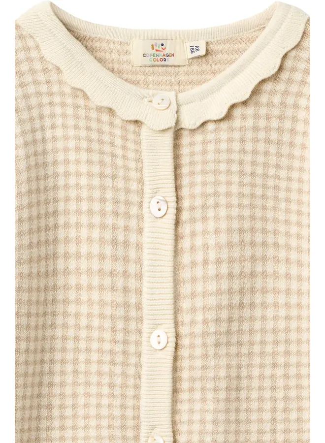 Jacquard cardigan Beige check SS26