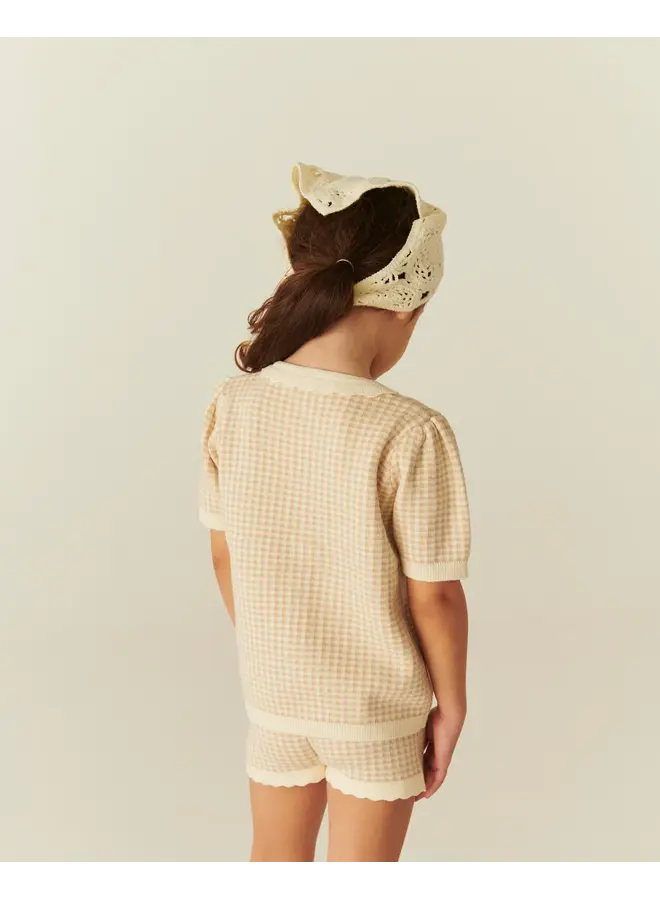 Jacquard cardigan Beige check SS26