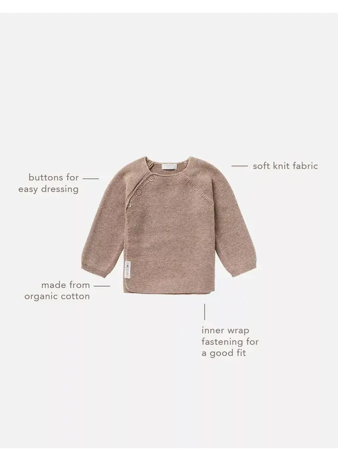 Cardigan knit ls pino taupe melange