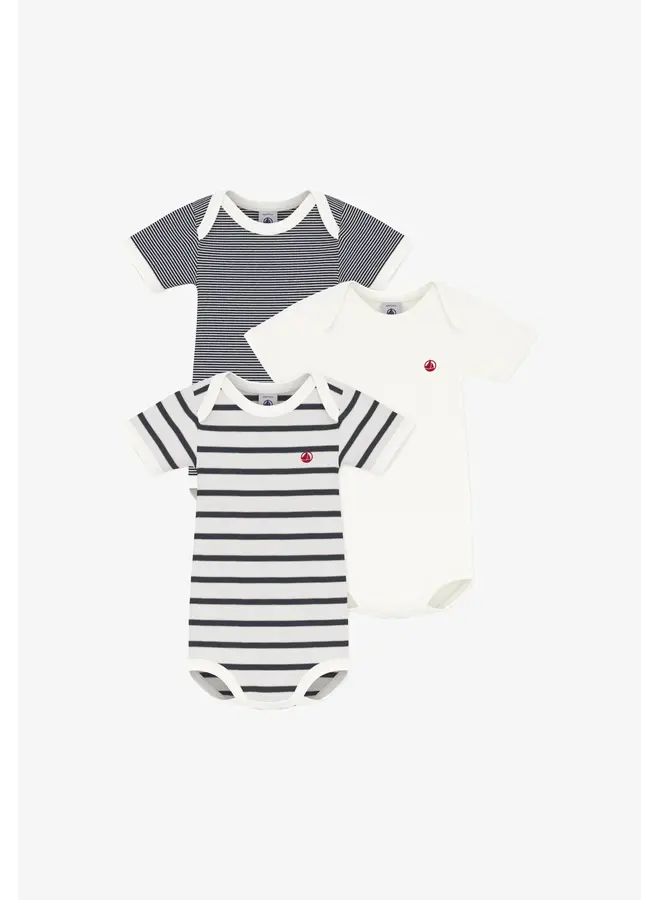 3 Bodies streep Wit/donkerblauw