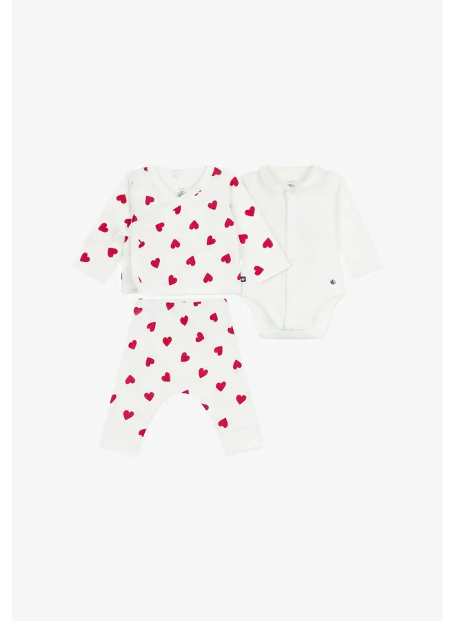 Ensemble 3 pcs Wit hartjes