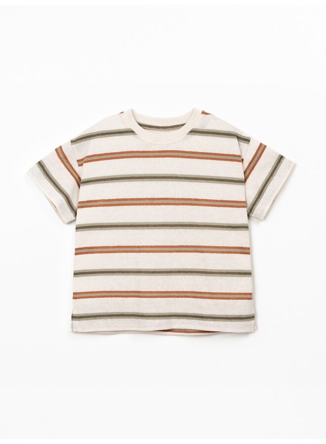 Striped jersey t-shirt groen/bruin