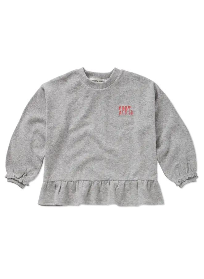 Sweater girls ruffle grey melee