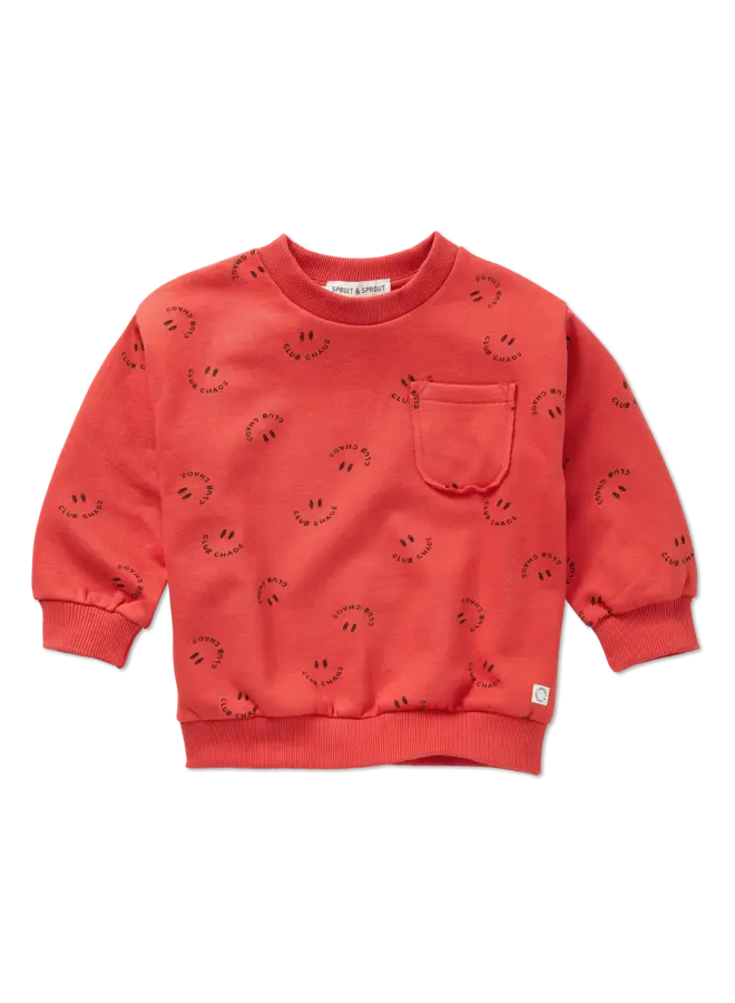 Sweater club chaos print vivid red