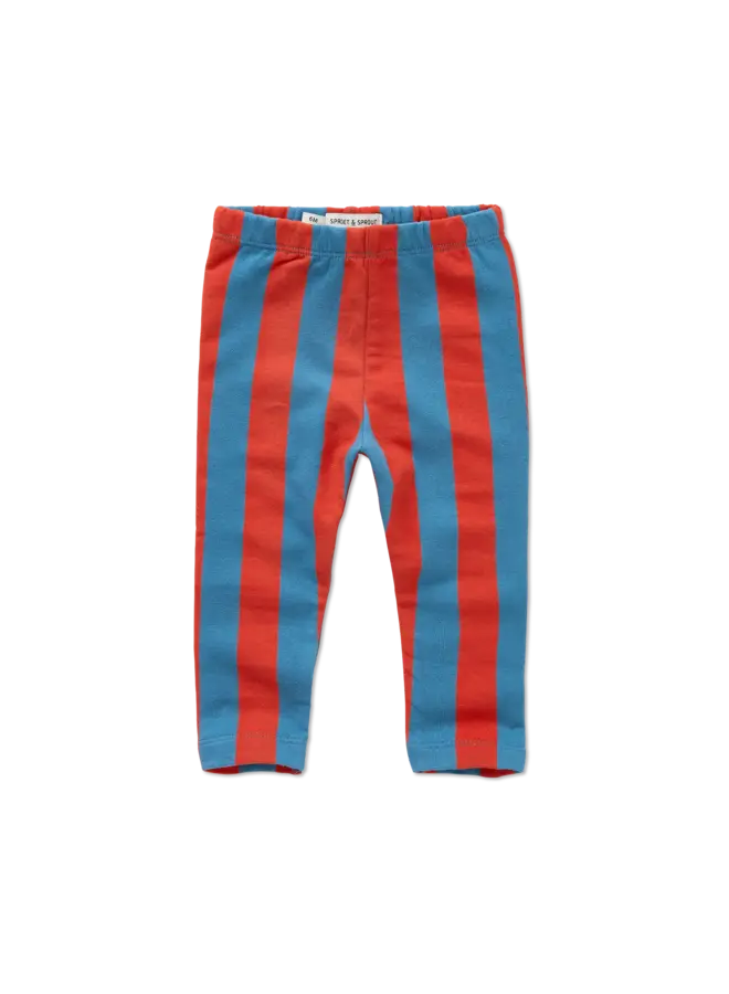 Winter legging baby blue red stripe vivid red