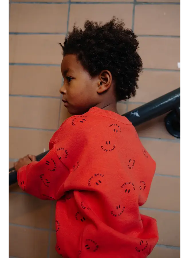 Sweater club chaos print vivid red