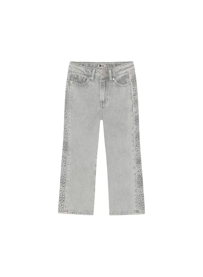 Jeans wide fit embossing light grey denim