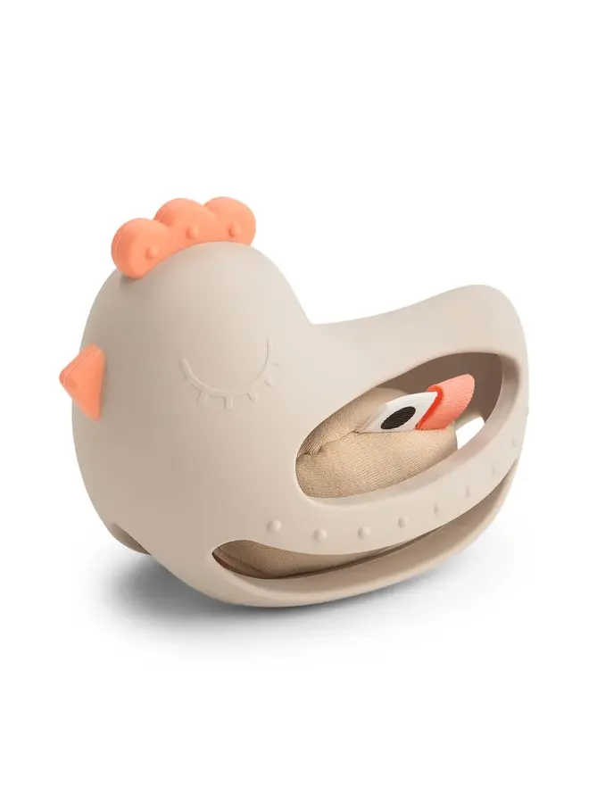 Rammelaar met grip en bijtspeeltje Clucky san