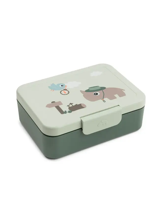 Lunch box w/divider Tiny trails green