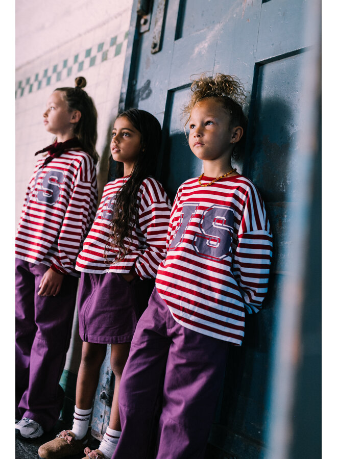 JS longsleeve burgundy/cream stripe
