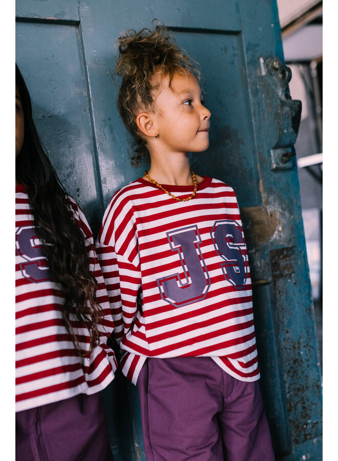 JS longsleeve burgundy/cream stripe