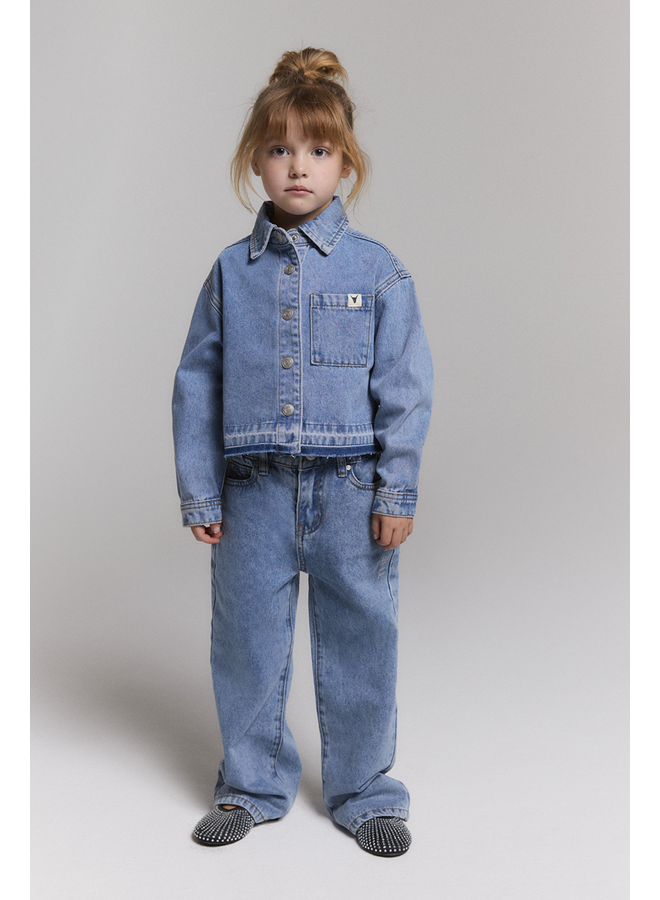 Woven flowy denim pants