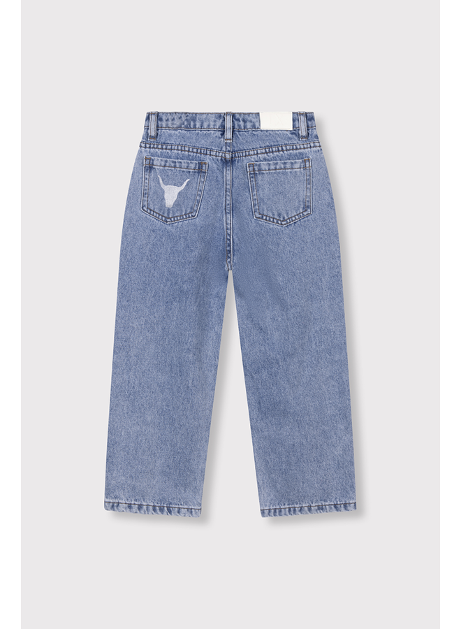 Woven flowy denim pants