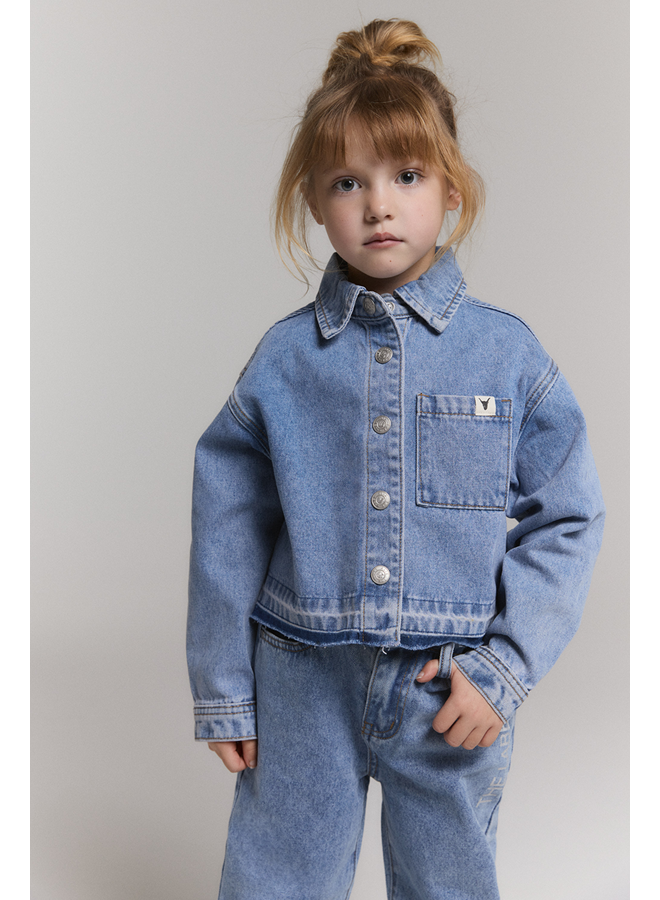 Woven flowy denim blouse
