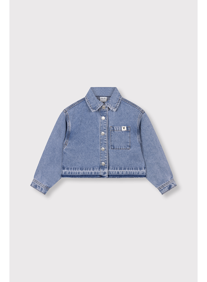 Woven flowy denim blouse