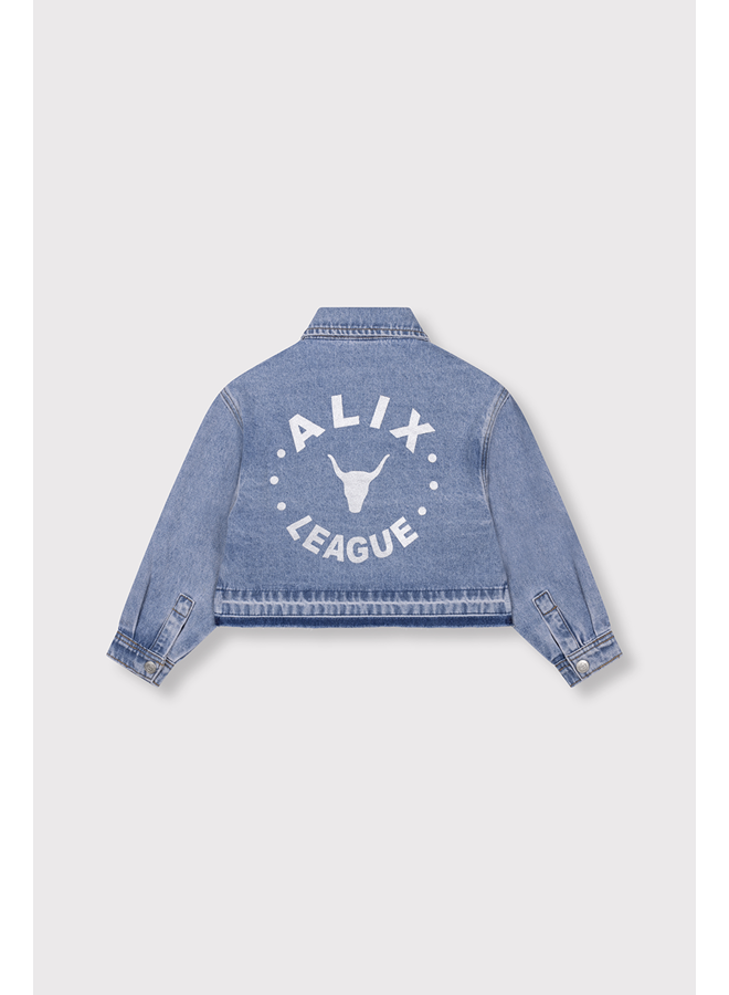 Woven flowy denim blouse