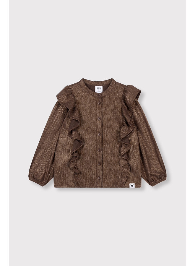 Knitted shiny ruffle blouse