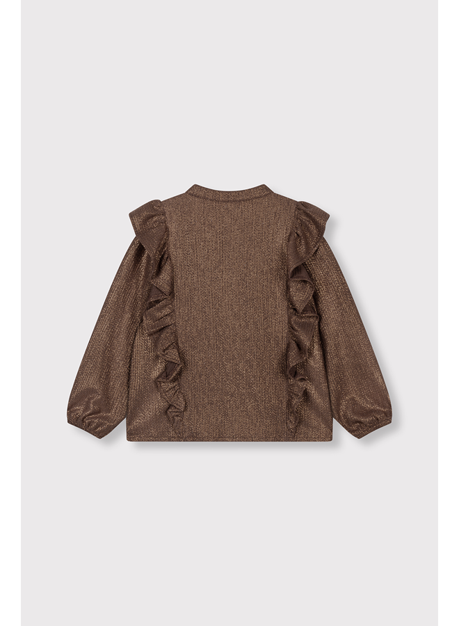 Knitted shiny ruffle blouse