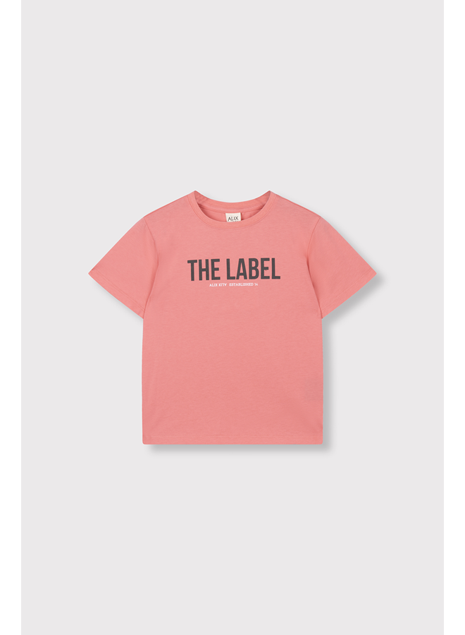 Knitted the label t-shirt bright coral
