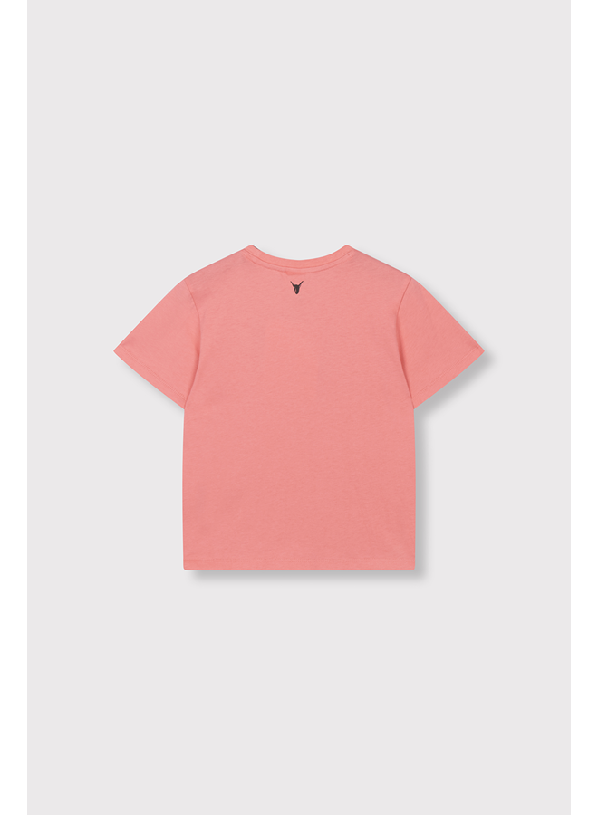 Knitted the label t-shirt bright coral