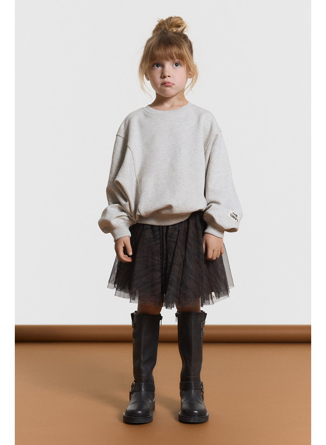 Knitted batwing sweater light grey melange