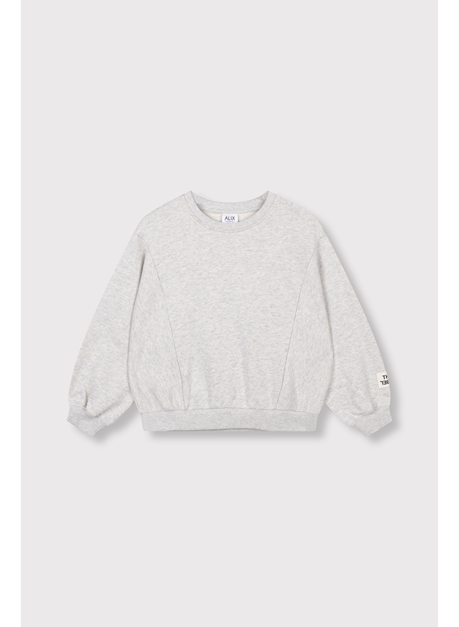 Knitted batwing sweater light grey melange