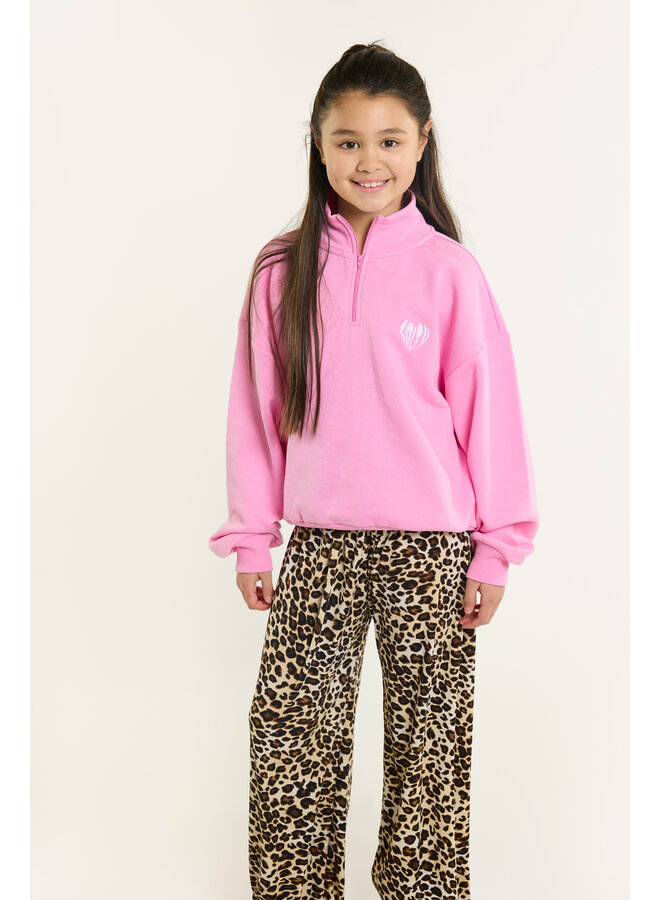 Sweater half zip pink